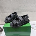 Bottega Veneta Jack leather sandals Men Women summer round open toe VELCRO shoes