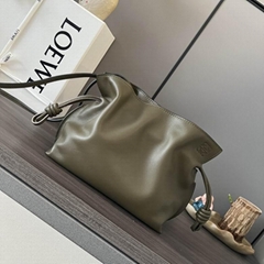 Loewe Mini Flamenco clutch in nappa calfskin Green