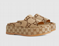 Women's platform slide sandal Camel and