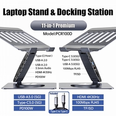 PCR100E OriginNeo Rotatable Aluminum Laptop Stand with Docking Station