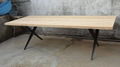 wood top iron base dining table