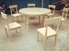 ash wood table with 6 chairs