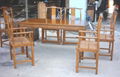 solid elm wood dining table set,6 armchairs