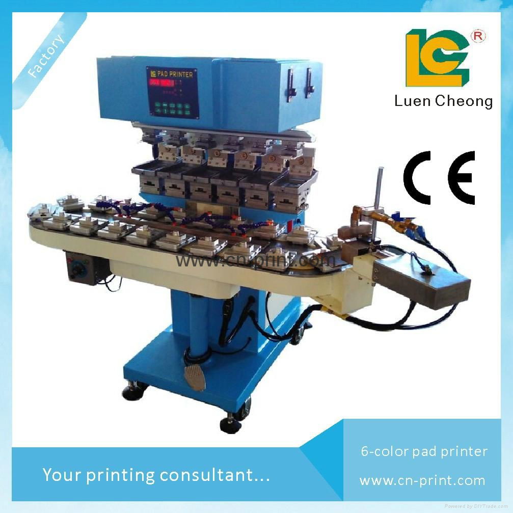 6-colors open ink well pad printing machine with flame treatment for bottle caps 3