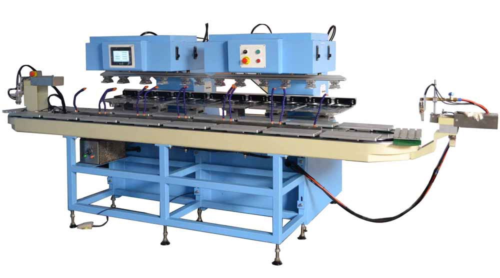 Fully auto 12-Color ink cup Pad Printing Machine with conveyor LC-SPM12-300/18LT