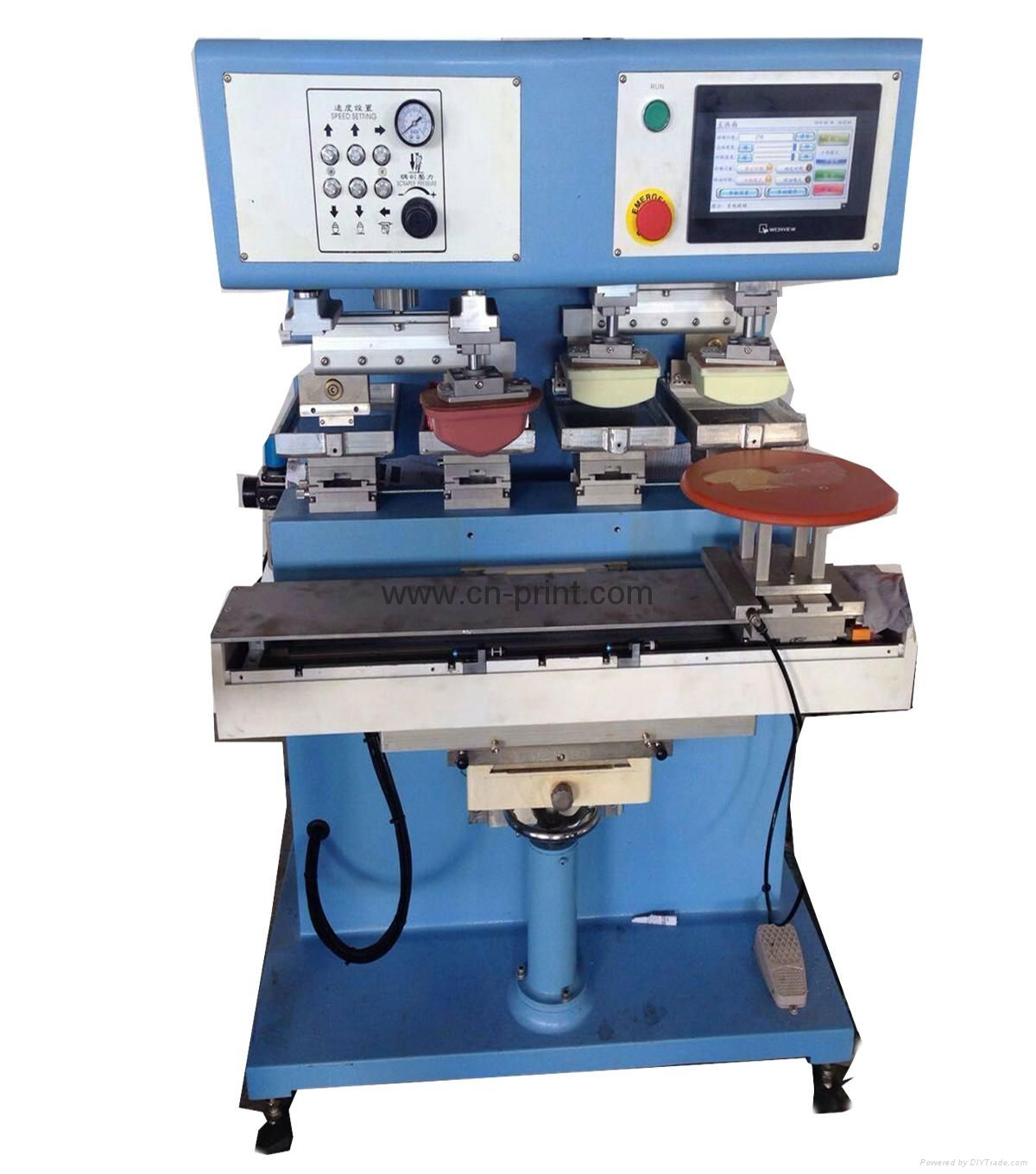 PLC 4-color open ink well pad printing machine with shuttle and independent pad 2