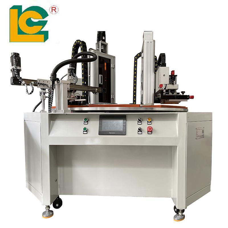 Two-color turntable flat screen printing machine