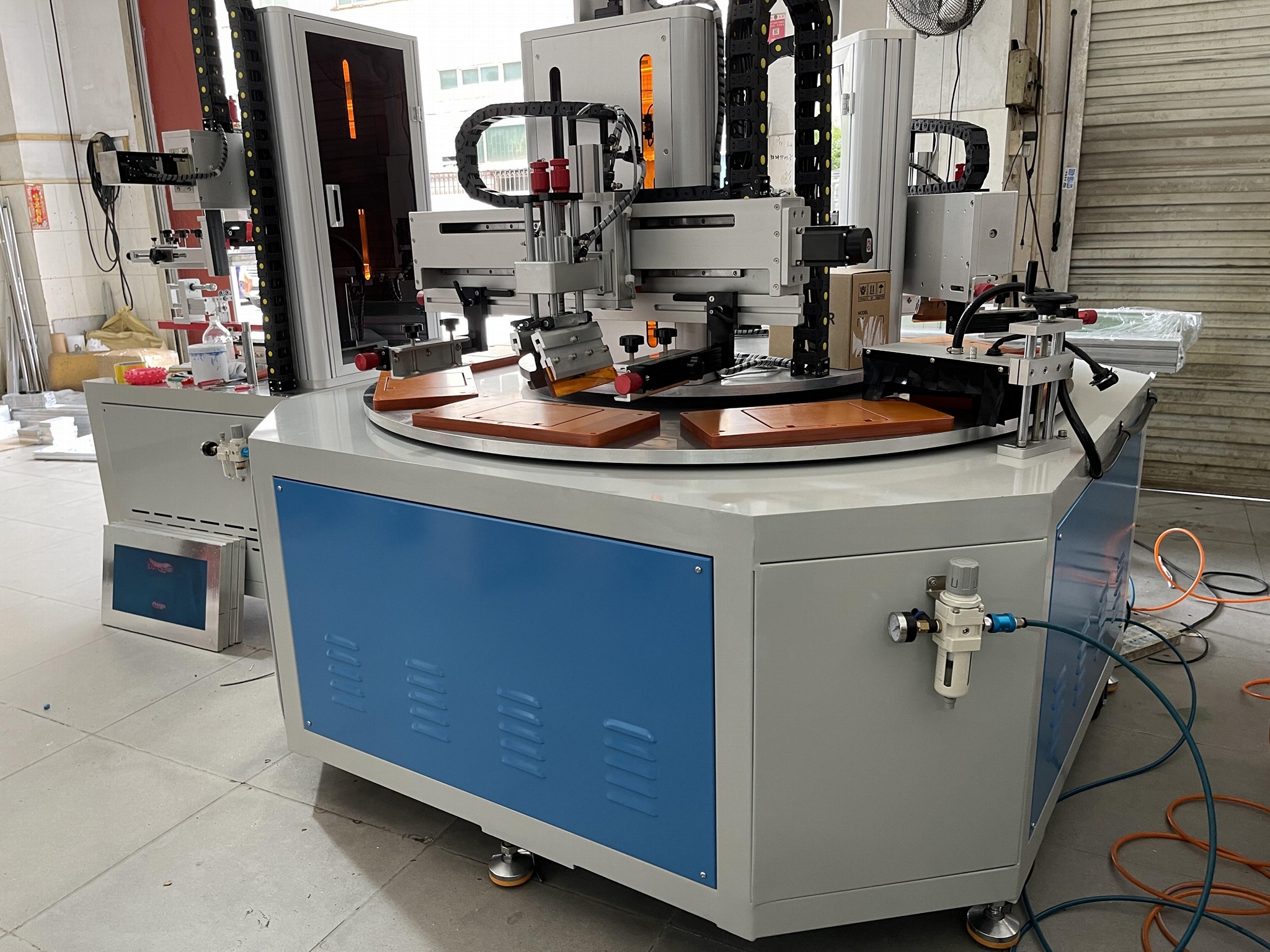 Two-color turntable flat screen printing machine 10