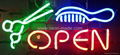 hair open neon sign 