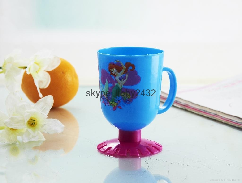 Children plastic cup with cartoon head (duck,cock,elephant,frog) 