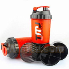 Protein Shaker Blender Mixer Cup Sports Fitness gym 3 Layers Multifunction 600ml