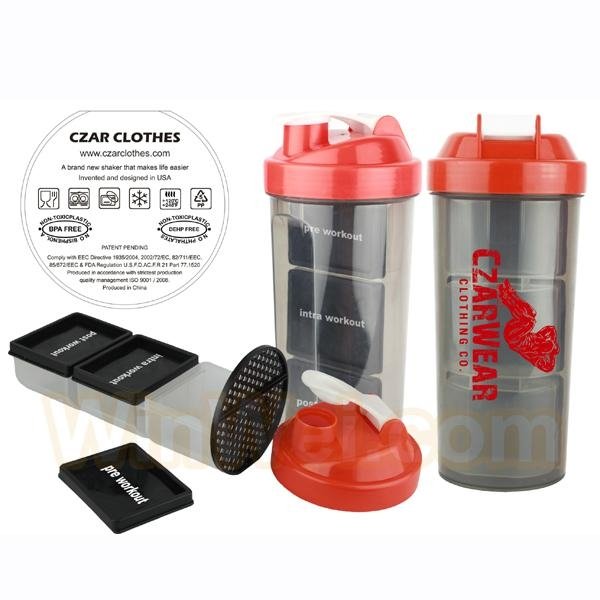 Shaker water bottle with storage container 3