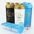 Shaker water bottle with storage container