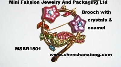 Brooch with crystals & enamel