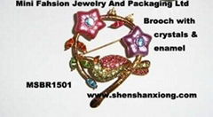 Brooch with crystals & enamel