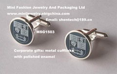 Cufflinks with polished enamel