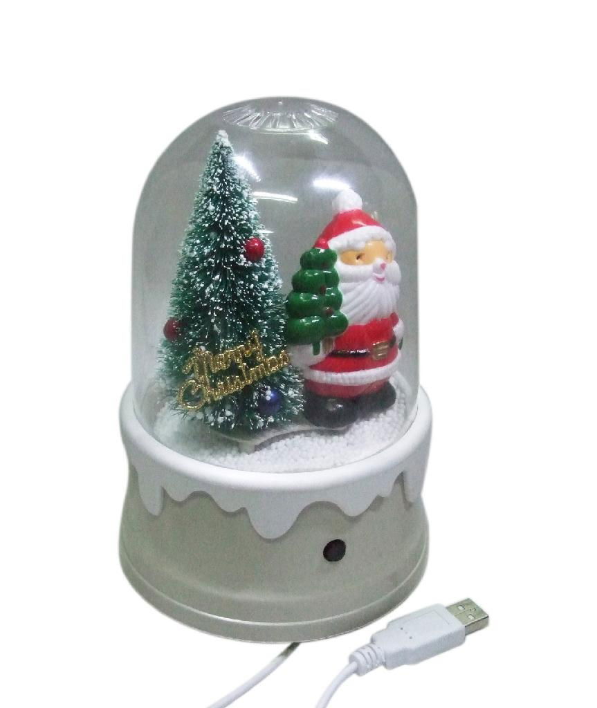 USB Spray-snowflake Scene Light changing Santa & Music 2