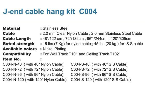 cable display system J-end cable hang kit  C004 2