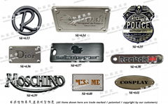 Leather hardware. Leather accessories trademark nameplate. Brand parts