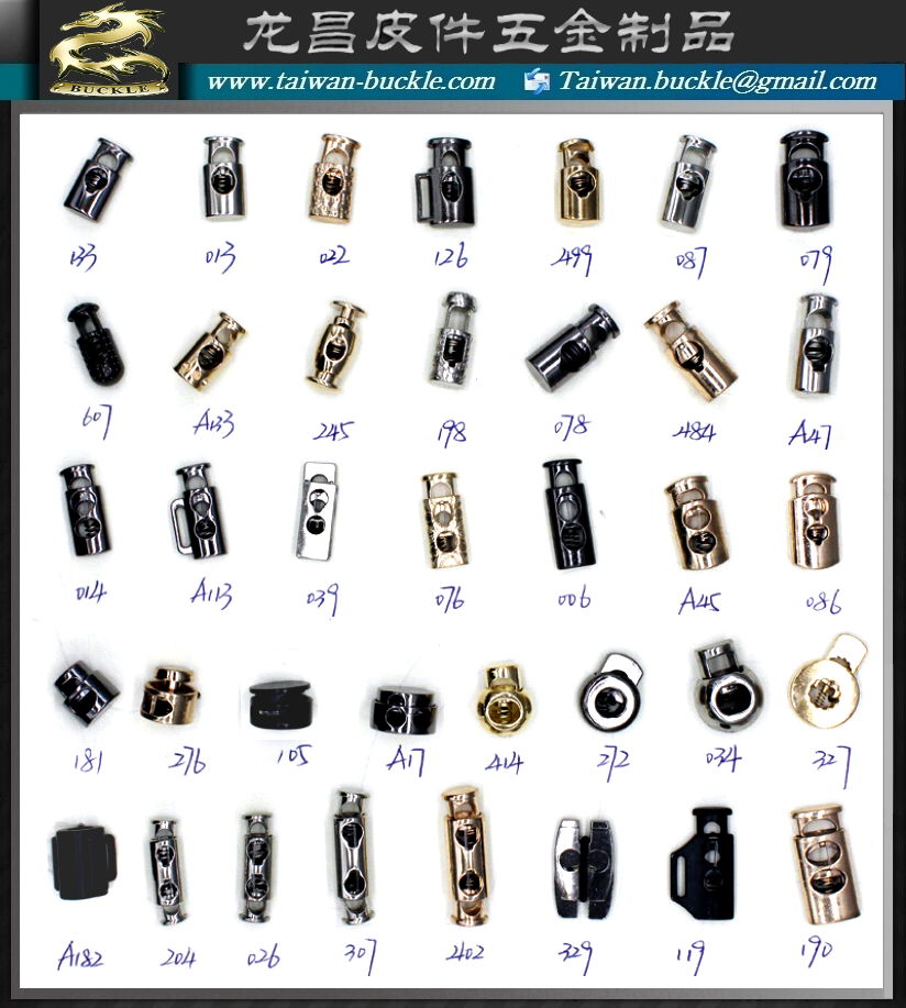 Cylindrical hollow, metal rope buckle, clothing buckle, black nickel