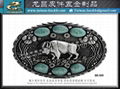 New Men Western Belt Buckle Silver Metal Cowboy Bison Buffalo Ox Bling Turquoise 1