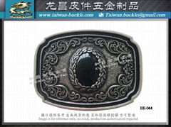 Western Buckle, Vintage, Cowboy, Silver Plated, Black Obsidian, Belt Buckle