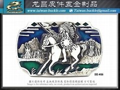  Native Indian Horseback Rider Taiwan Metal Belt Buckle