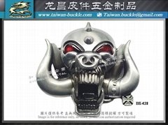 Evil skull horns metal buckle