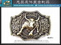 Western cowboy gold and silver bull head belt buckle