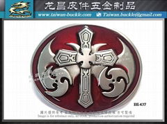 Crusader Logo Red Metal Buckle