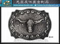 Western cowboy bullfighting head metal buckle 1