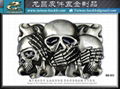 Silver-plated black metal skull buckle