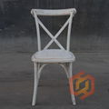 Vintage French Style Restaurant Stackable Cross Back Wood Chair 3