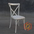 Vintage French Style Restaurant Stackable Cross Back Wood Chair