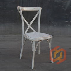 Vintage French Style Restaurant Stackable Cross Back Wood Chair