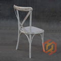 Vintage French Style Restaurant Stackable Cross Back Wood Chair 4