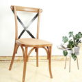 Vintage French Style Restaurant Stackable Cross Back Wood Chair 1