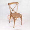 Vintage French Style Restaurant Stackable Cross Back Wood Chair 2