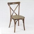 Vintage French Style Restaurant Stackable Cross Back Wood Chair 3