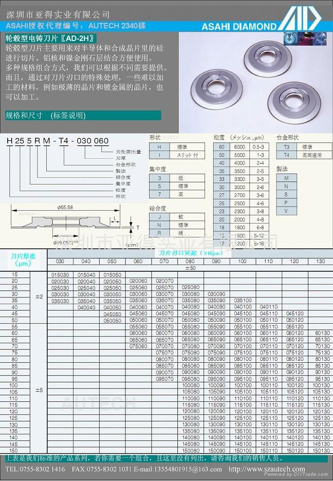 SUN旭轮毂型电镀刀片 ASAHI DICING BLADE 2