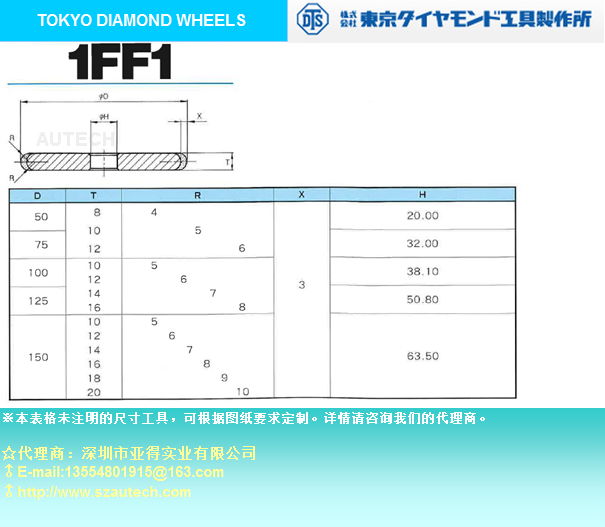 TOKYO DIAMOND WHEELS★DTS 1F1 砂輪