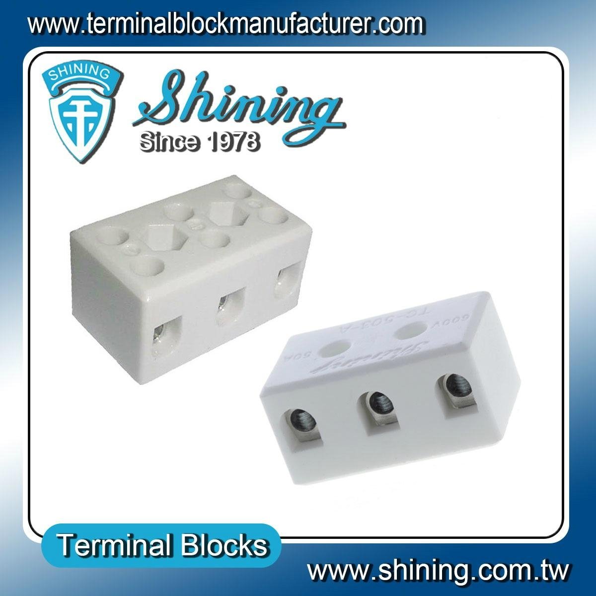 TC-503-A 3 Pole 50A Heat Temperature Porcelain Terminal Blocks 3