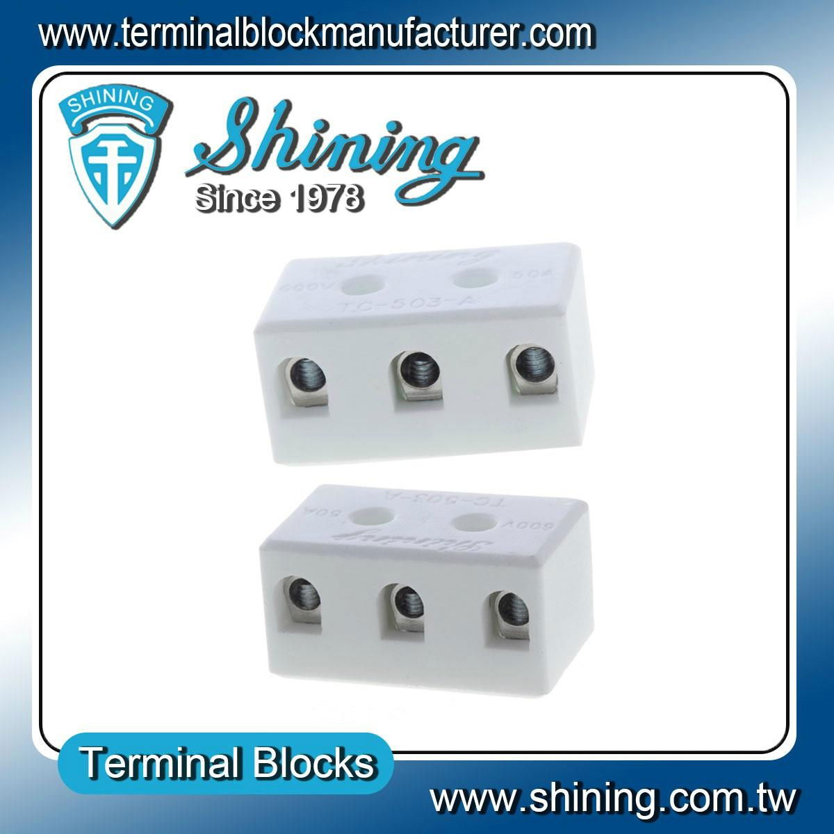 TC-503-A 3 Pole 50A Heat Temperature Porcelain Terminal Blocks 4