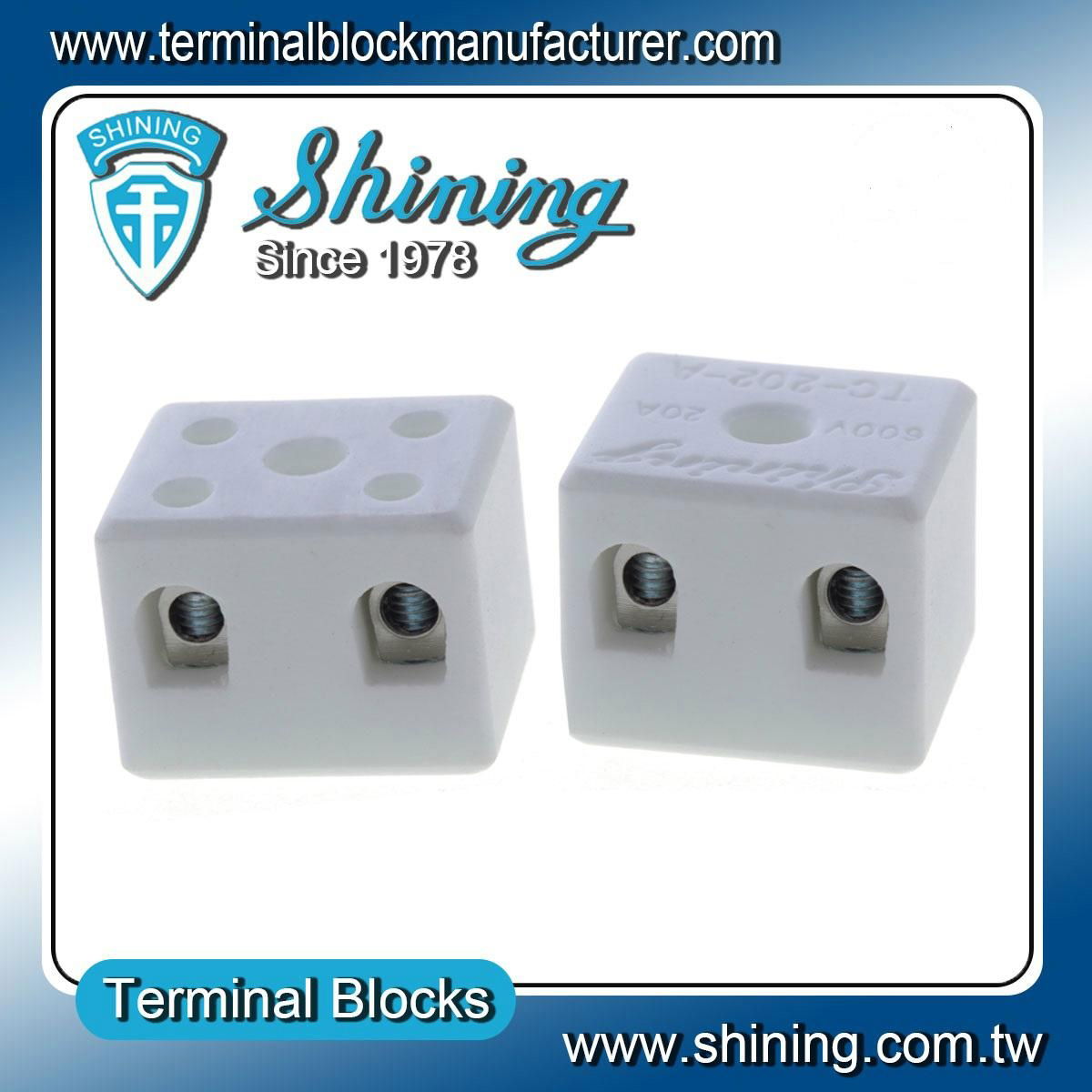 TC-202-A 2 Pole 600V 20A Heat Resistant Ceramic Terminal Block 2