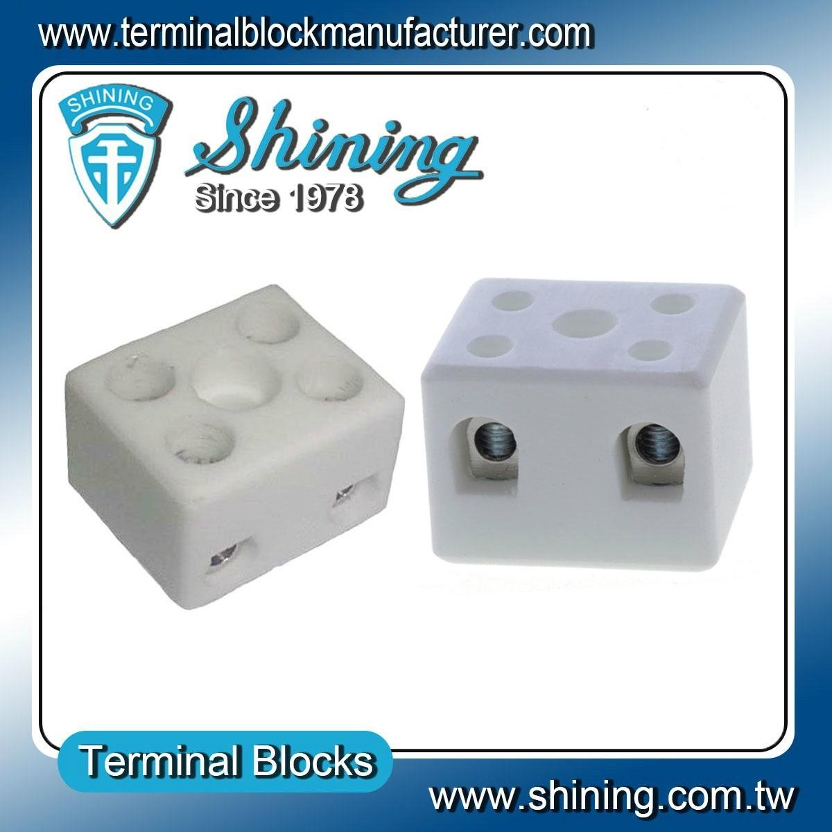 TC-202-A 2 Pole 600V 20A Heat Resistant Ceramic Terminal Block 3