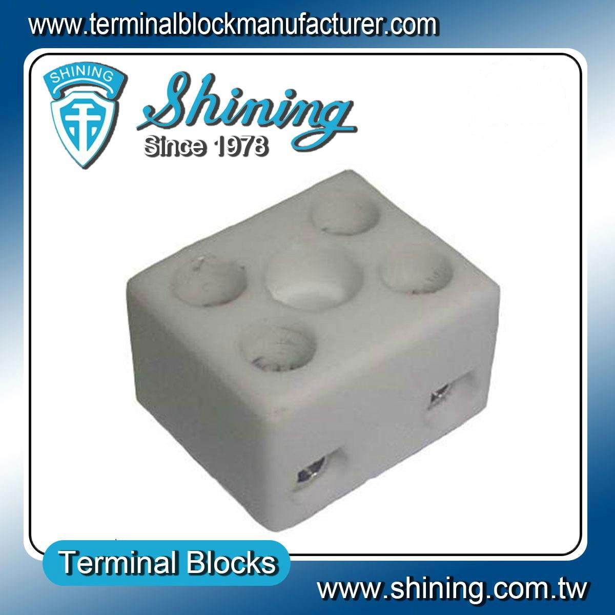TC-152-A 2 Pole 600V 15A Heat Resistant Ceramic Terminal Block