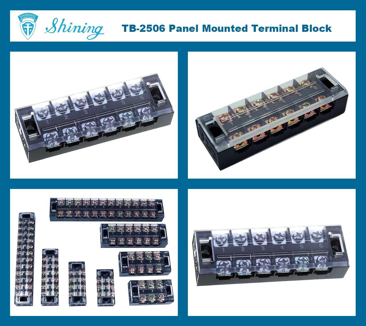 TB-2506 Panel Mounted 600V 25 Amp Fixed 6 Pole Terminal Block 2