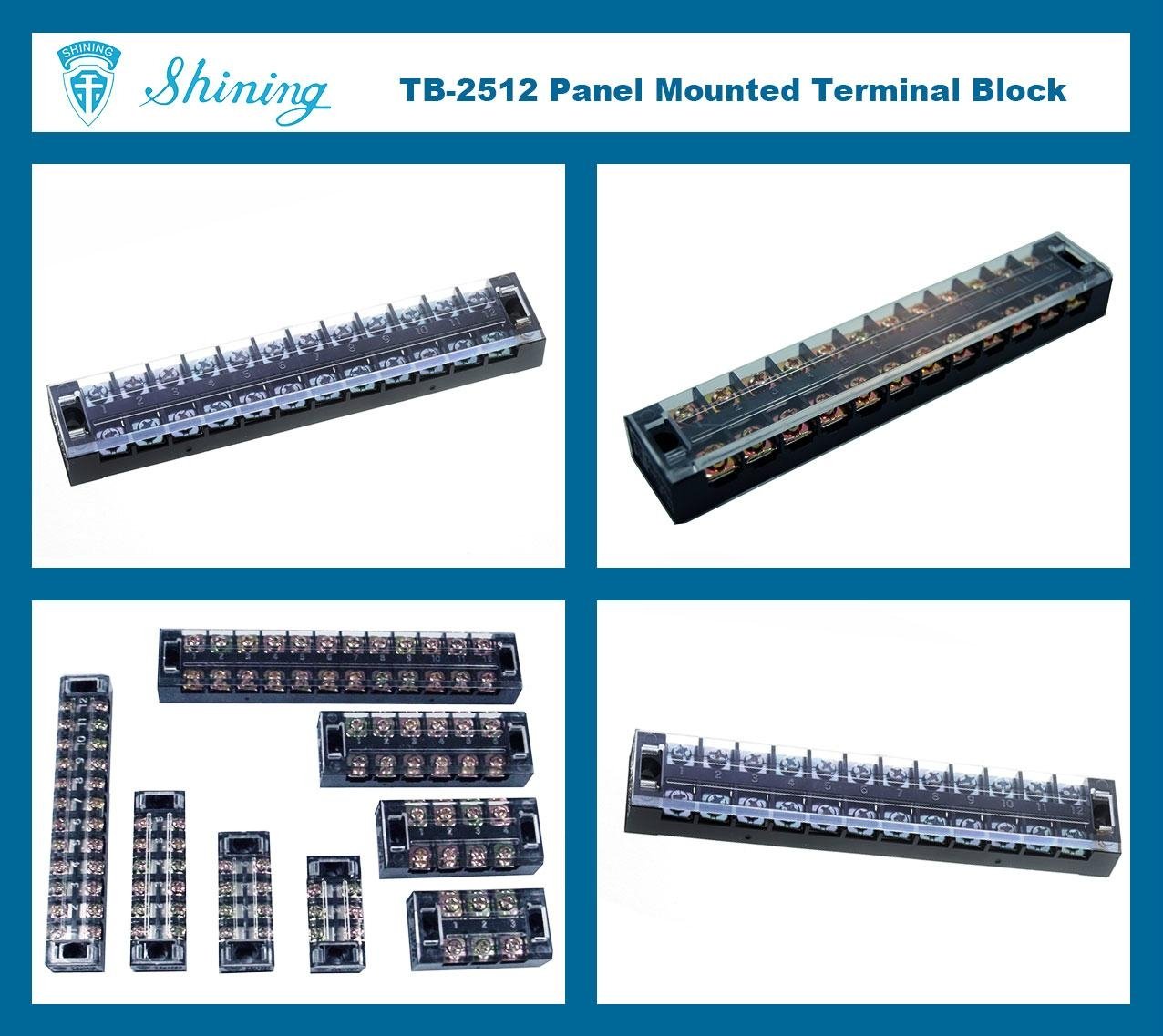 TB-2512 Panel Mounted 600V 25 Amp Fixed 12 Pole Terminal Block 3