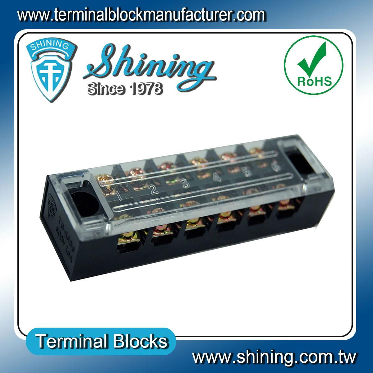 TB-2506L Panel Mounted 600V 25 Amp Fixed 6 Pole Terminal Block