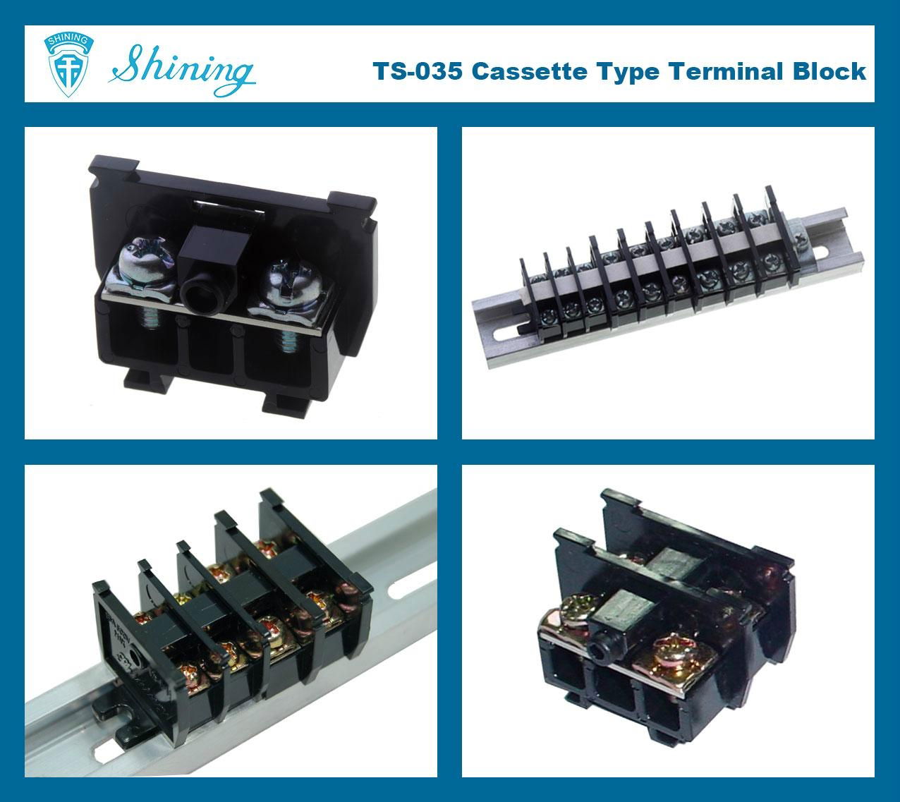 TS-035 35A 25mm DIN Rail Cassette Type Terminal Block Connector 2